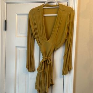 Mustard Yellow Wrap Top
